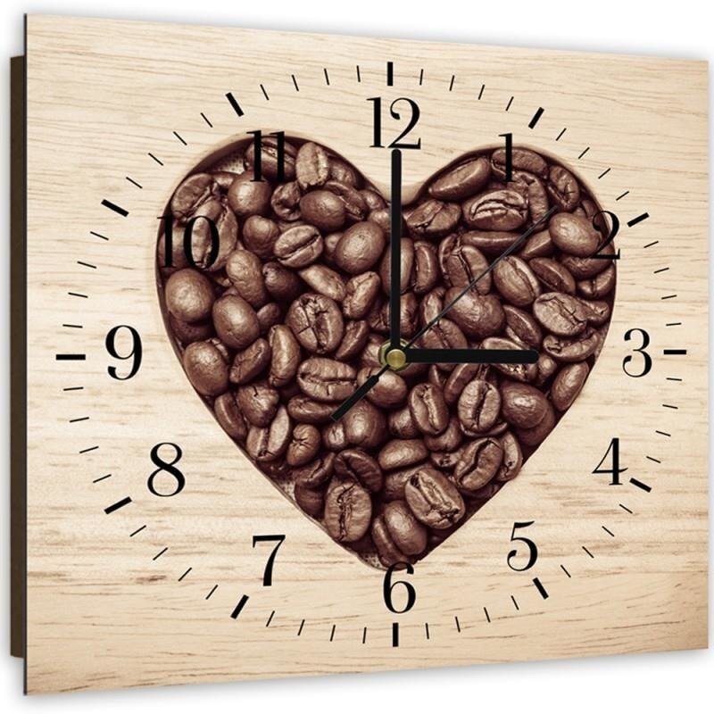 Analoge Wanduhr Das Herz der Kaffeebohnen Geräuschlos