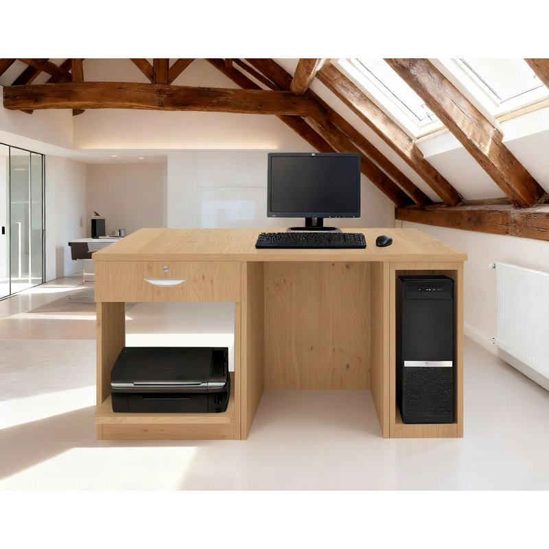 Walshaw Solid Wood Base Computer Desk, English Oak