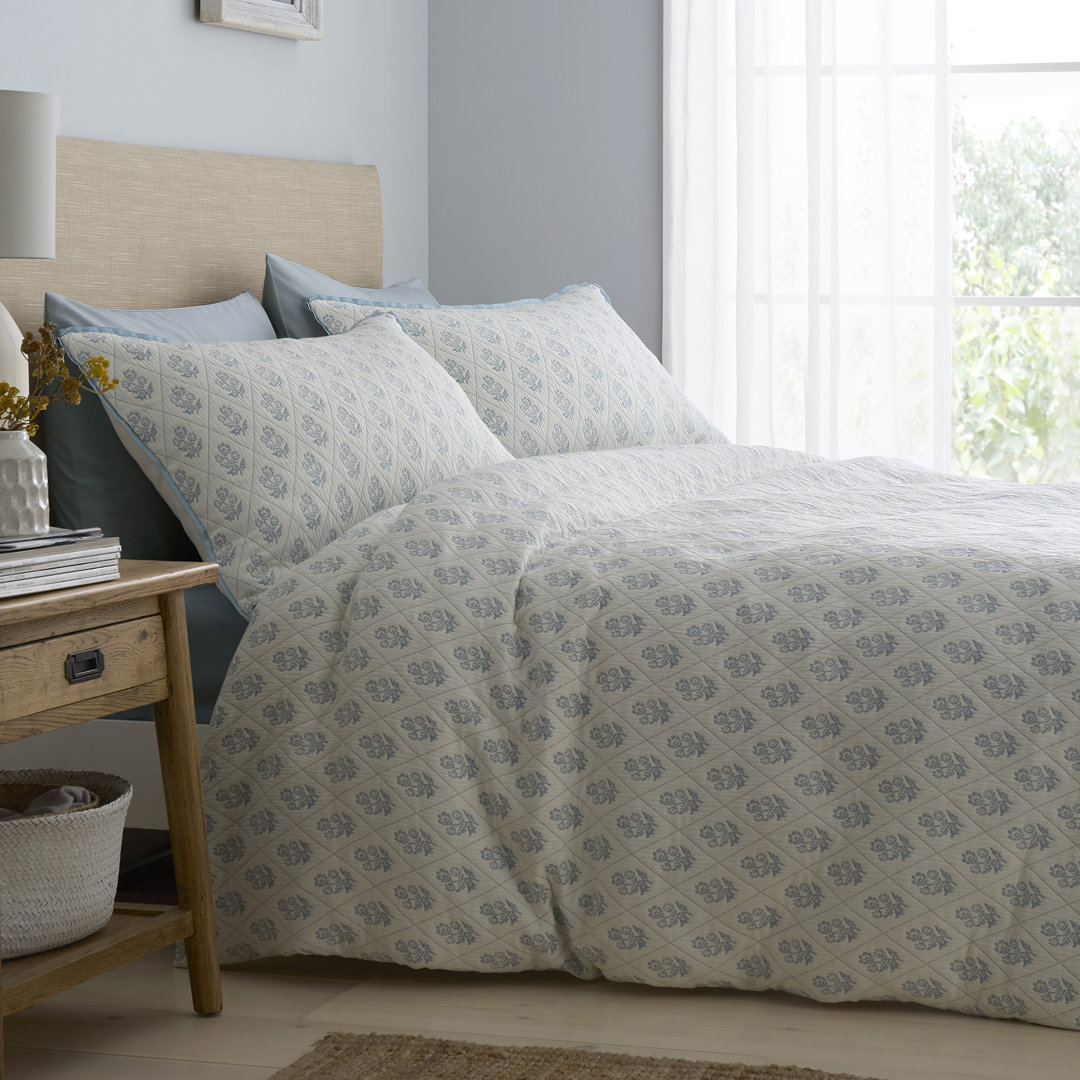 Block Floral Polyester Floral Duvet Cover Set