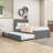 Wood Upholstered Platform Bed with Trundle and Headboard-45343382-45343383