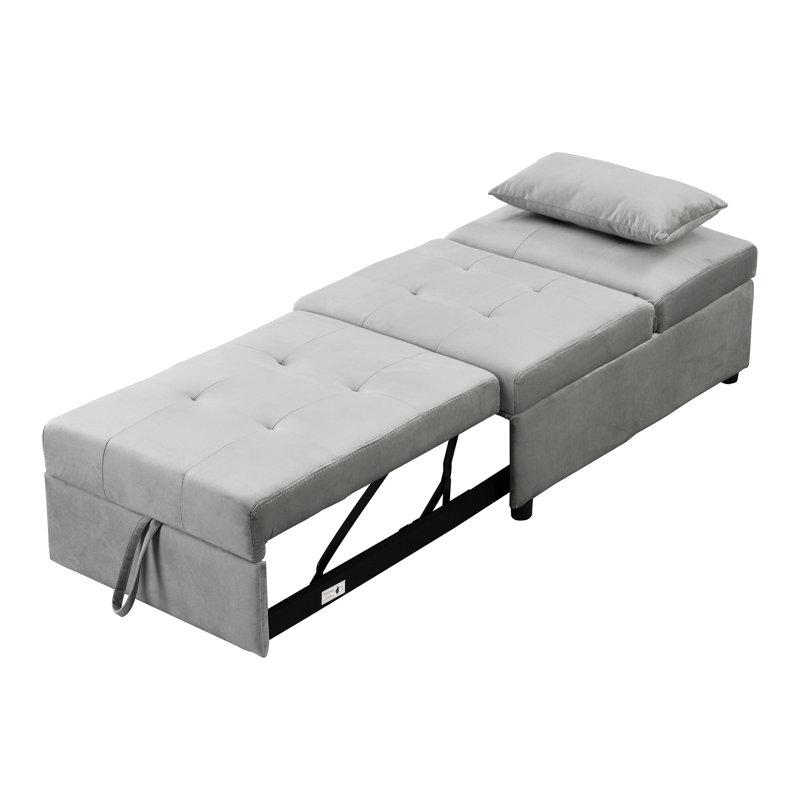 Folding Ottoman Sofa Bed, Gray