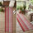 8' Runner Gray Pink and Red Striped Washable Non Skid Indoor Outdoor Runner Rug