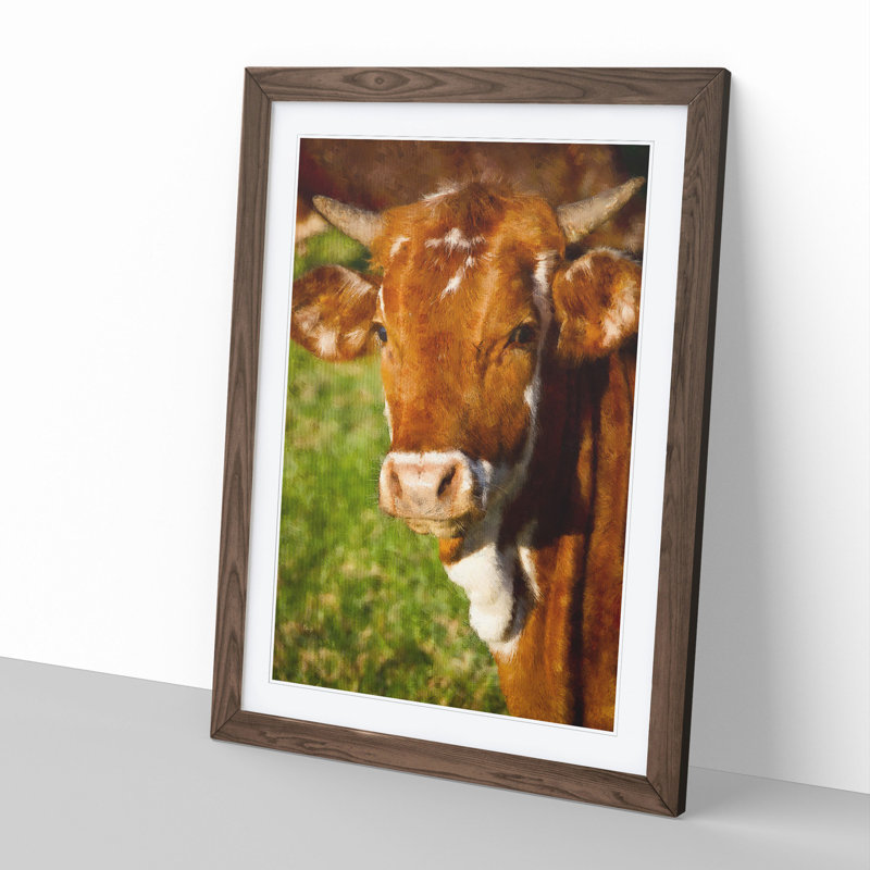 Portrait of a Cow Vol.2 - Framed Print, 36cm H x 27cm W x 2cm D, Walnut Framed