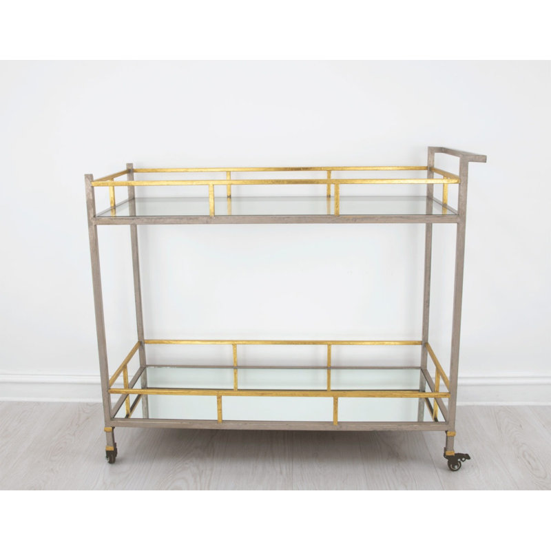 Melody Serving Cart, Antiqued Champagne/Gold Leaf