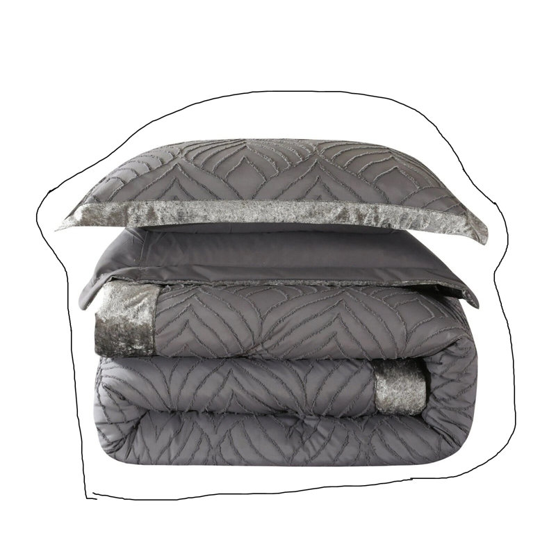 Polyester Bedspread with Pillow Shams, Grey