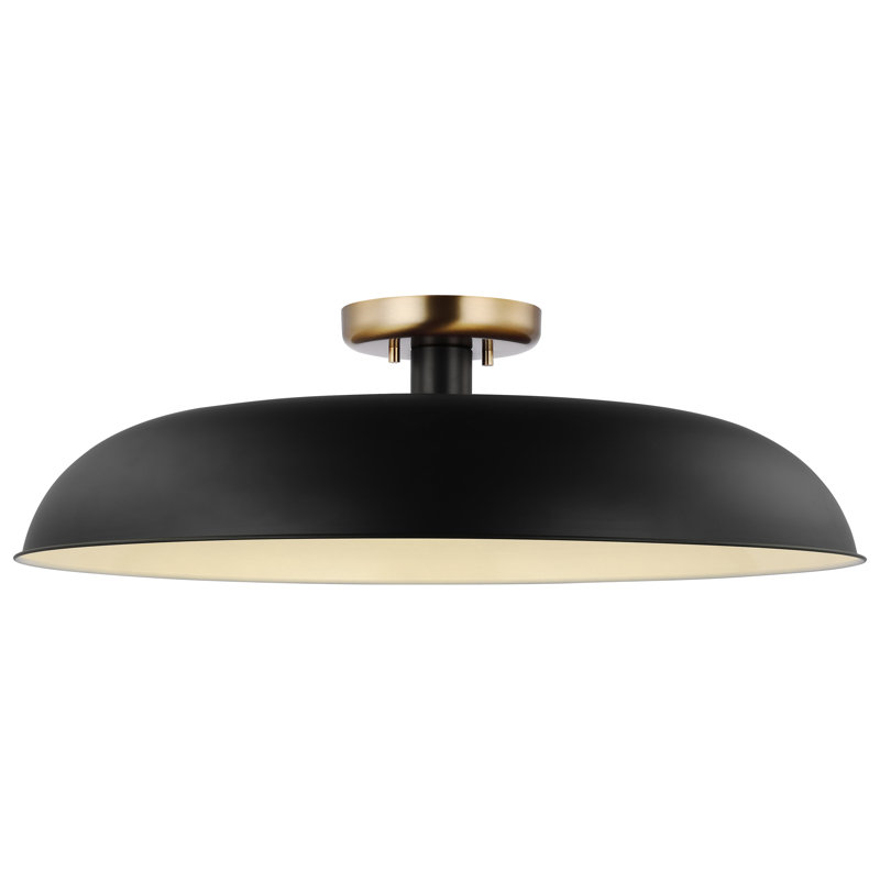 Bethany Semi Flush Mount, 7.63" H x 24" W x 24" D, Matte Black, Burnished Brass