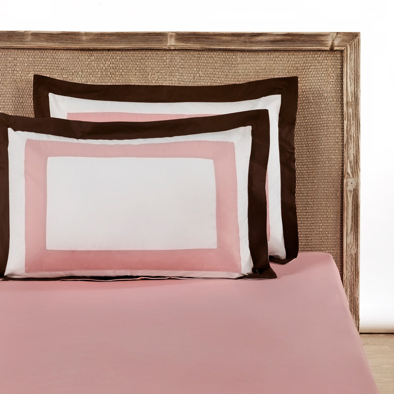 Taie d'oreiller 100% coton Cvitan, Rose / blanc / brun