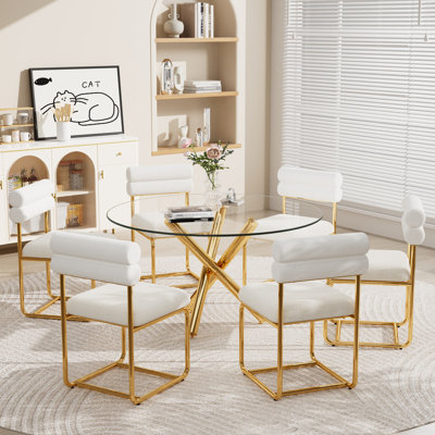 Round Glass Dining Table Set by Mercer41