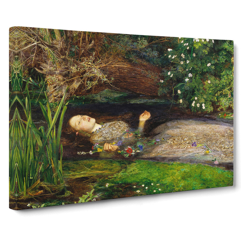 Ophelia by John Everett Millais - Wrapped Canvas Painting, 50cm H x 76cm W x 3cm D