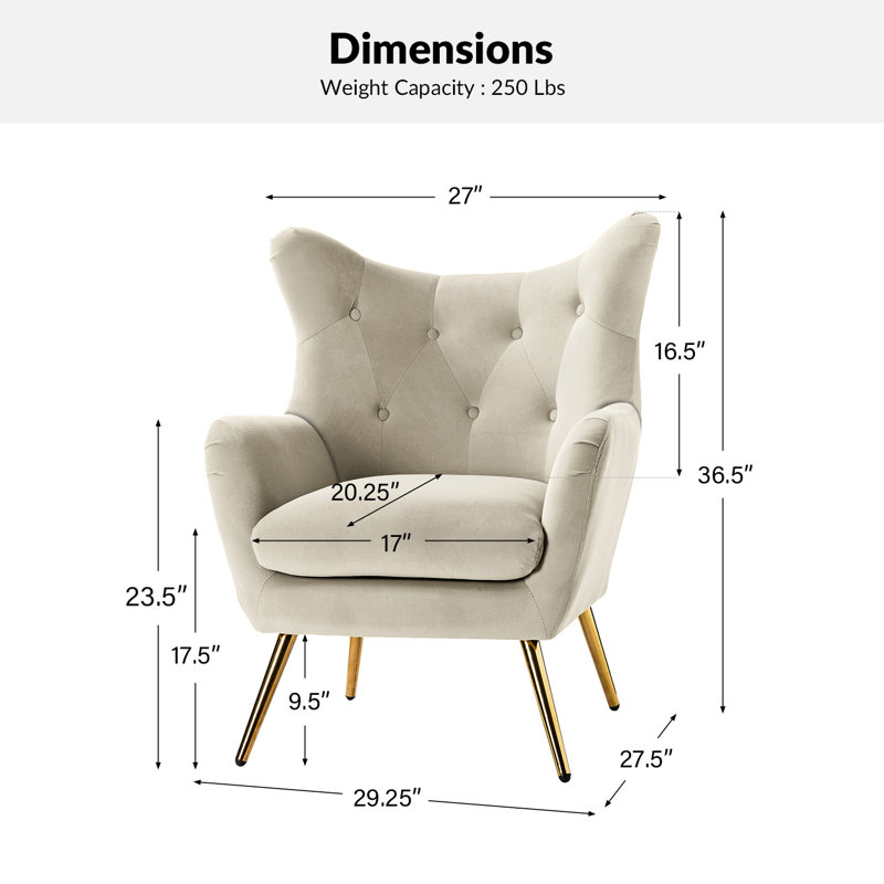 Fauteuil à oreilles 29,25 po Avianna, Velours havane