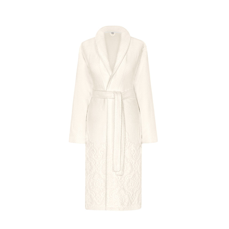 Michelle Ecru 100% Cotton Terry Cloth Bathrobe, S