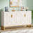 Leffel 59 " Wide White and Gold Sideboard Buffet Cabinet