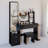 Full Body Mirror Cabinet + Round LED Vanity Table + Cushioned Stool, 17\-1080785549