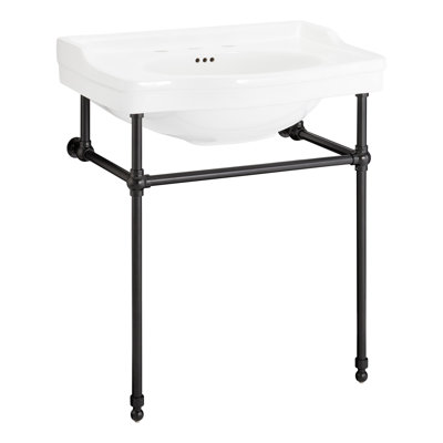 30" Cierra 31" Tall Vitreous China Rectangular Console Bathroom Sink with Overflow