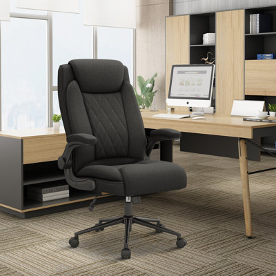 High-Back Ergonomic Home Office Computer Desk Executive Chair With Flip-Up Armrest