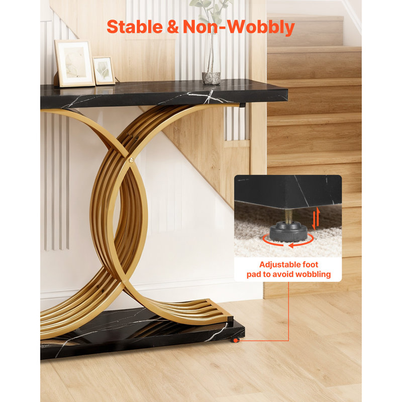 Table console dorée de 39 pouces