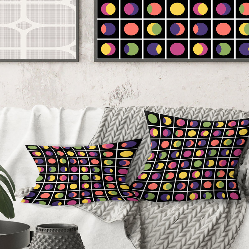 Coussin Retro Retro Circular Moons - Mid-Century, 18 po x 18 po