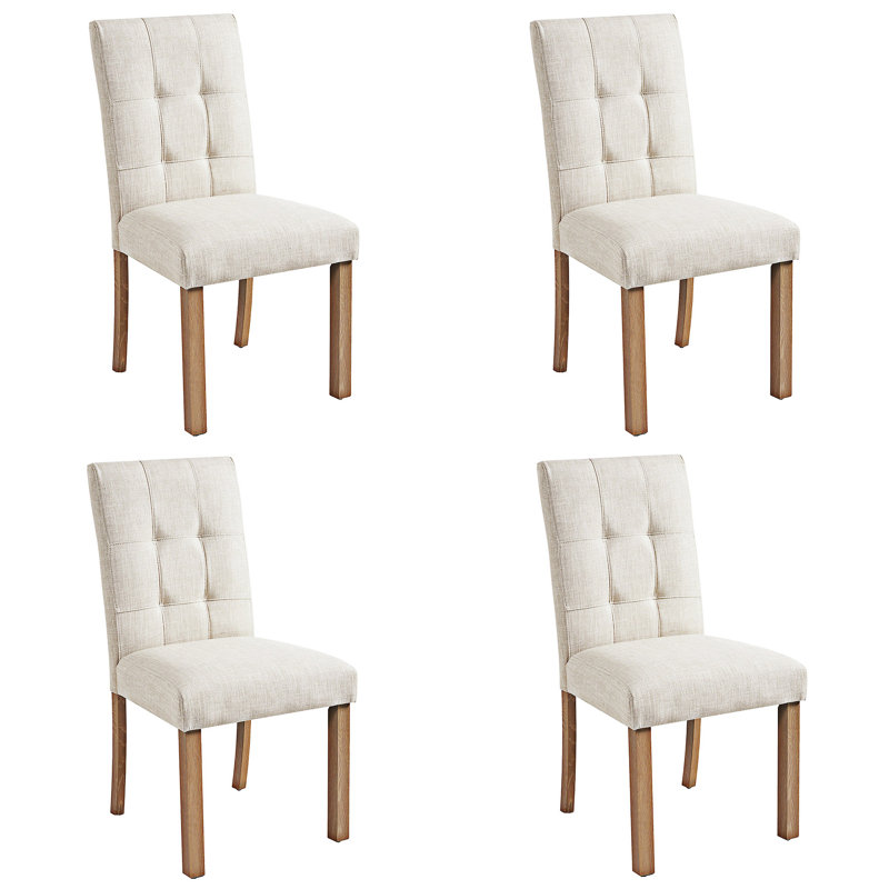 Ensemble de 4 chaises de salle à manger rembourrées, Naturel
