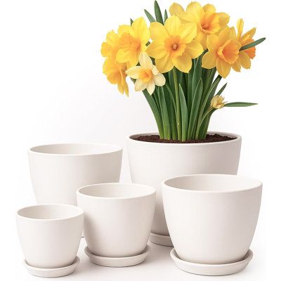 Pots de plantes d'intérieur avec drainage - Paquet de 5 jardinières en plastique de 7 / 6,6 / 6 / 5,3 / 4,8 pouces - Parfait pour les décorations de Noël à la maison ou les bas de Noël