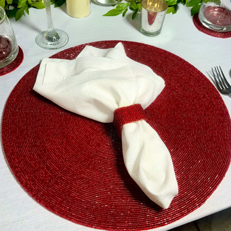 Rond de serviette classique classique rouge, ensemble de 4, Rouge
