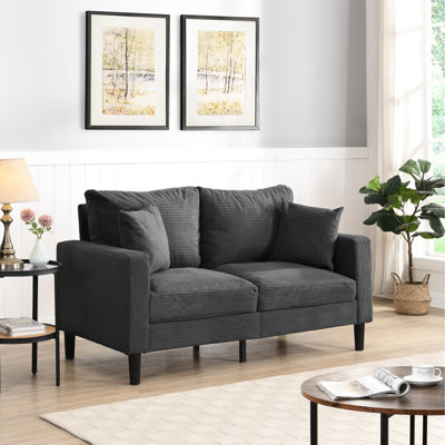 Deux pièces - Velours côtelé pour chambre à coucher, appartement confortable avec coussin éponge et structure moderne, coussins robustes et confortables
