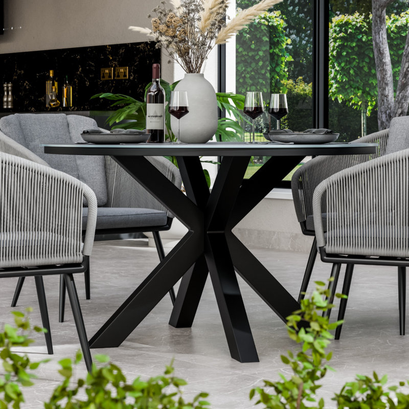 Aspen 120cm Round Dining set with rope chairs 
