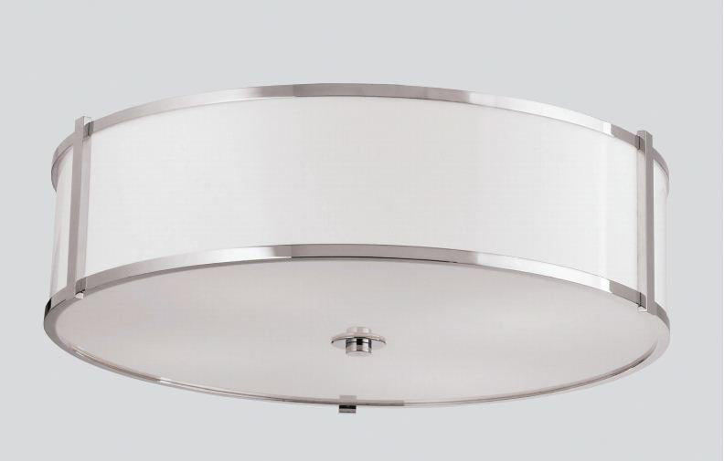 Bainsby Glass Flush Mount, Architectrual Bronze, Textured Cream Material, 7.5" H x 24" W x 24" D