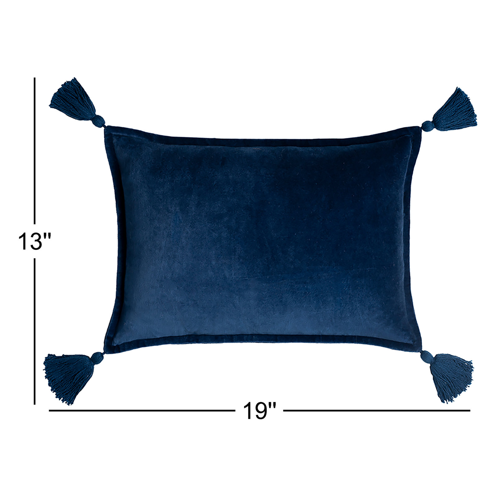 Norwin Tassels Cotton Lumbar Throw Pillow, Dark Blue, Pillow Cover Only - No Insert