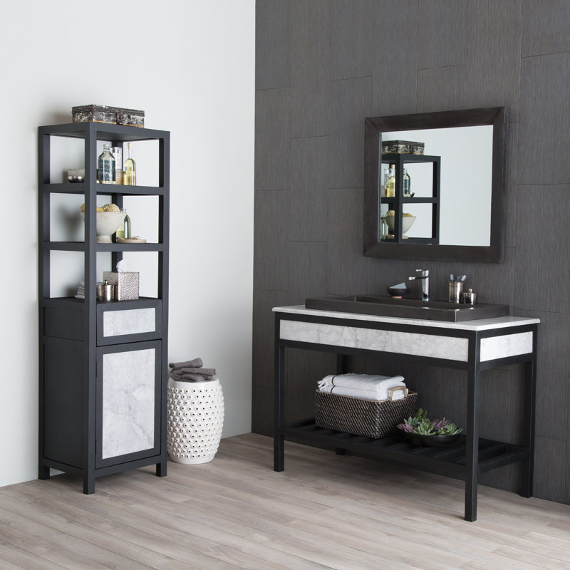 Portola Modern & Contemporary Beveled Bathroom / Vanity Mirror, 33.5" x 29.5", Slate