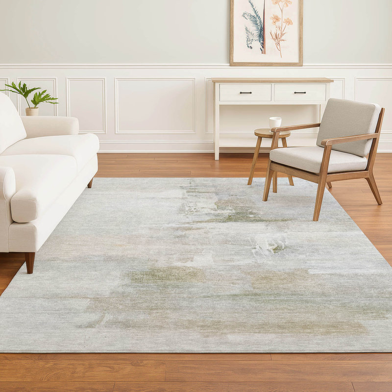 Premium Machine Washable Mayfield Abstract Rug, Linen, 5' x 7'6"