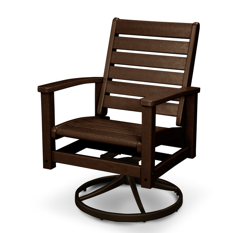 Chaise berçante pivotante POLYWOOD Signature, Bronze texturé / acajou
