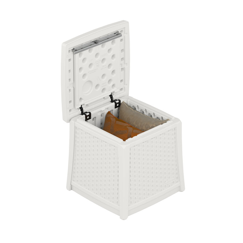 Elements Multi-Wall Resin Outdoor Patio End Table with 13 Gallons of Storage, Ice Cube