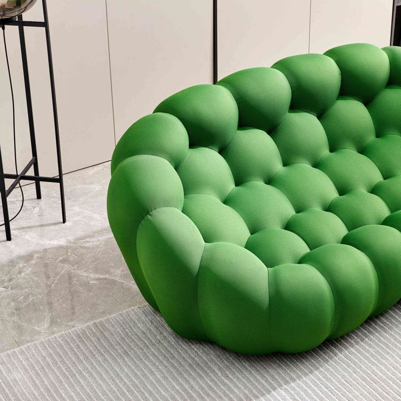 Causeuse à compression 74,7 po en tissu nid d'abeille en maille à haute densité sans assemblage pour salon