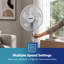 GEEPAS 16” Pedestal Free Standing Cooling Fan | 3 Speeds 5 Blades Wide Angled Oscillation Pivoting Head & Adjustable Height | Powerful Airflow Floor Fan | Home Office Use, 1 Year Warranty 45W-99187359