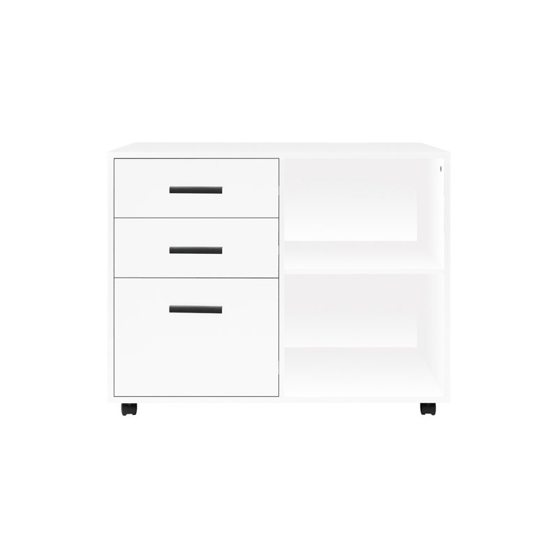 Nevio Rolling File Cabinet, Wooden Office Drawer, File Cabinet with Drawers, Office Cabinets, Racks & Shelves, Printer Stand