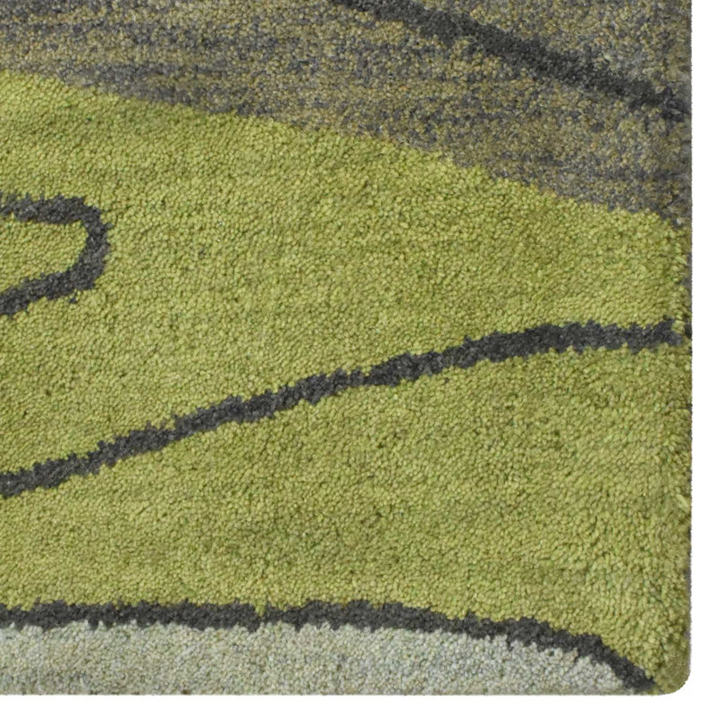 Dalvey HAND TUFTED WOOL ECO-FRIENDLY AREA RUGS - Rectangle | Green Color | Abstract Design | Area rugs for living room, bedrroom