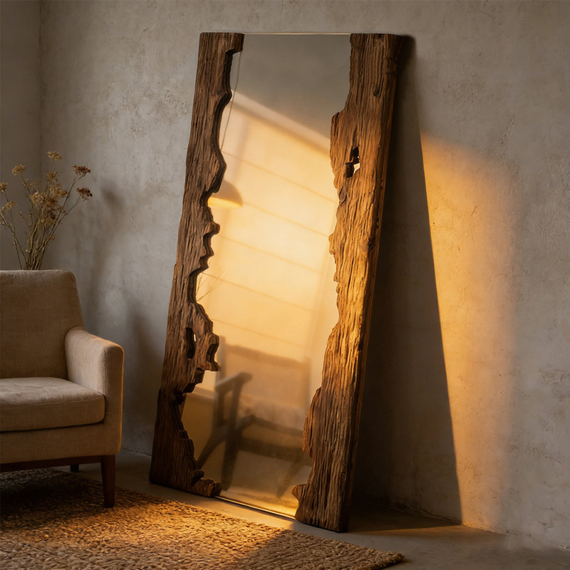 American-style rectangular solid wood full-length mirror in the bedroom, entrance hall, living room, 78.46" x 43.03"