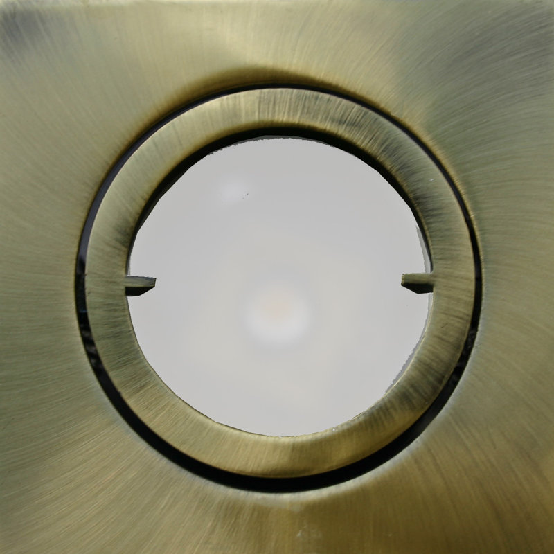 7.5cm Recessed Downlight Square Housing, Antique brass, LED warm white circular board (COB) 12W