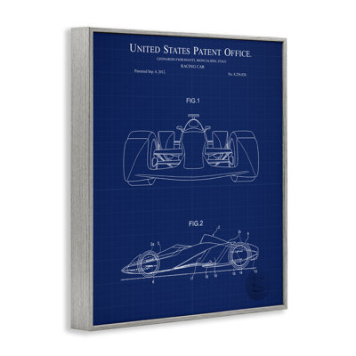 «Racing Car Blueprint», art de la giclée encadrée par Karl Hronek
