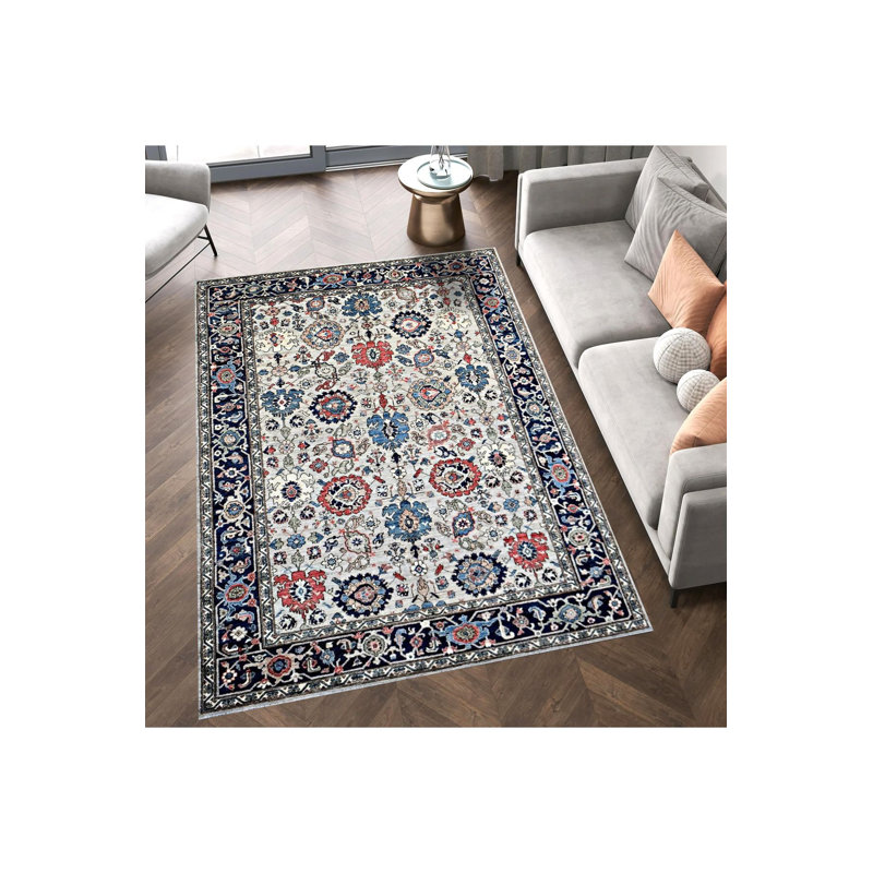Tapis multicolore multicolore à motifs lavables, Sous-tapis rectangulaire 2 pi 4 po x 3 pi 11 po