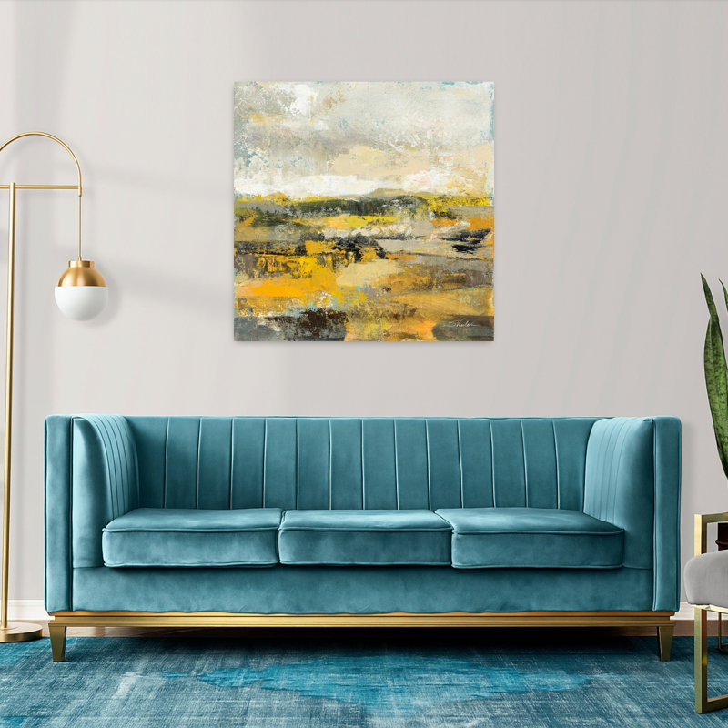 Contemporain avant le printemps I avec art abstrait bleu, H 36 po x l 36 po