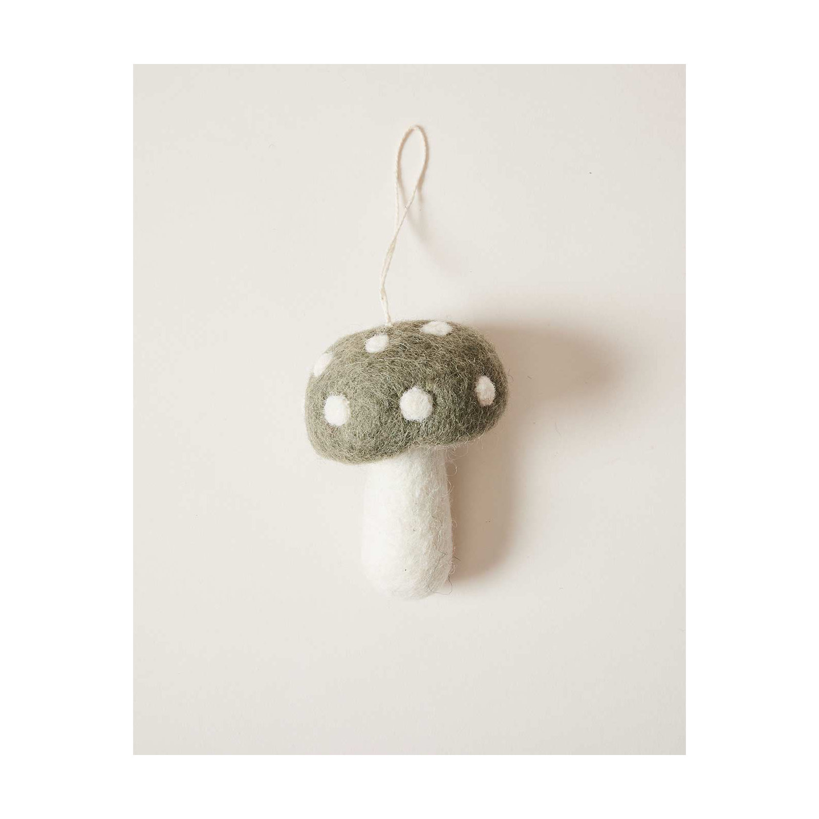 Felted Mushroom Ornament, Moss, 3.5" H x 2.5" W x 2.5" D