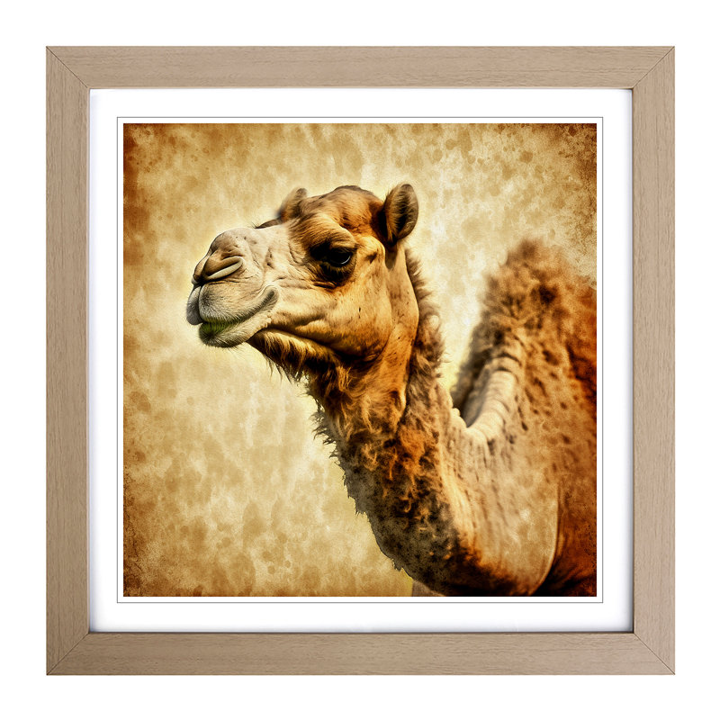 Camel Grunge Art - Framed Print, Oak