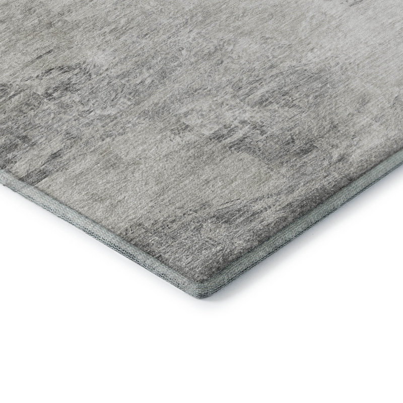 Premium Machine Washable Cerrito AMF592 Silver Rug, Rectangle 5' x 7'6"