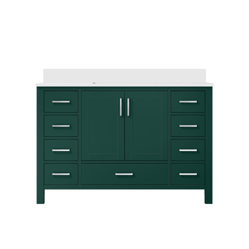 Meuble-lavabo simple Big Sur, Vert, Marbre de culture blanc, 72"