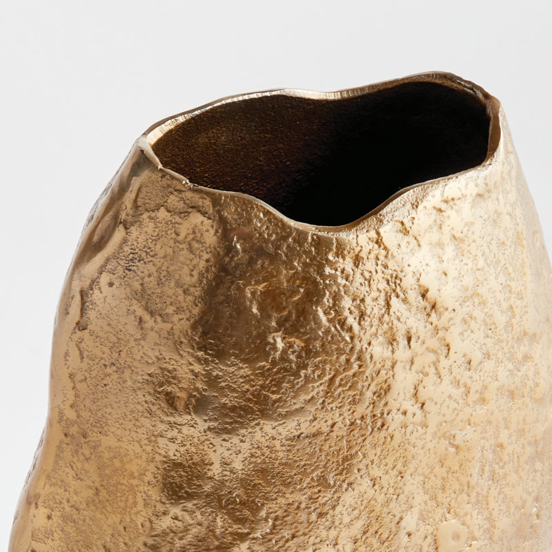 Perot Short Vase, 13.25" H x 8" W x 3.75" D, Gold