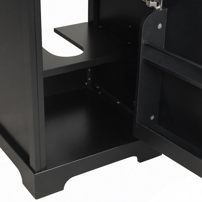 Meuble-lavabo de salle de bain avec lavabo, armoire de salle de bain avec porte à fermeture douce, support de rangement et tablette réglable