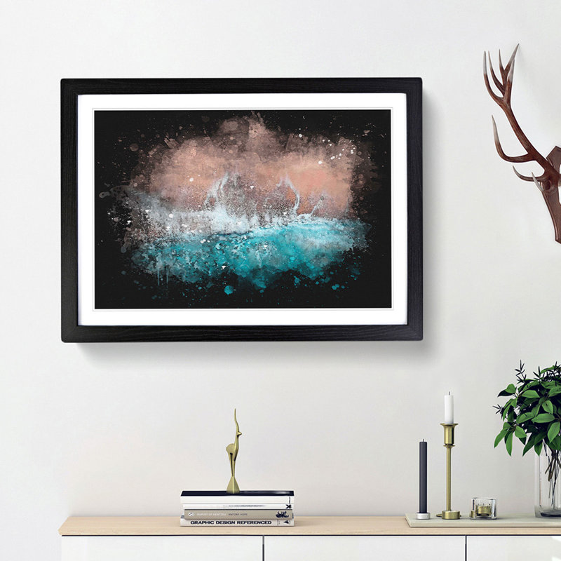 South Beach Miami Florida - Picture Frame Graphic Art, 24cm H x 33cm W x 2cm D, Black Framed