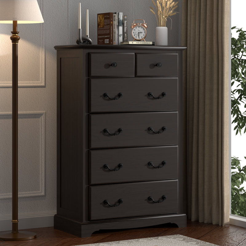 Rustic 6-Drawer Dresser - Solid Wood & Multi-Room Storage, Espresso