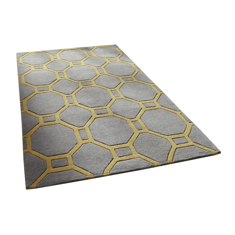 Lybbert Hand-Tufted Grey/Yellow Rug, Rectangle 120cm x 170cm